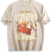 Effective Attack Is Panic vintage washed oversized T-shirt in Beige