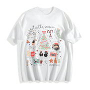 Retro Christmas Tis the Season Cotton T-Shirt in White