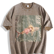 Fairy Doll Flying Vintage Washed T-Shirt in Brown