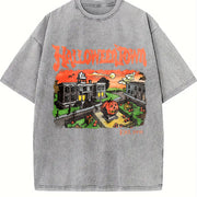 Retro Halloweentown University Vintage Washed T-Shirt in Gray