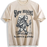 Slow Hiking Society Vintage Washed T-Shirt in Beige