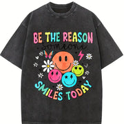 Be the Reason Someone Smiles Today vintage washed oversized T-shirt in Black