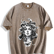 Distressed American Retro Vintage Washed T-Shirt in Brown