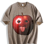 Meme Apple Stylish Apple Vintage Washed T-Shirt in Brown