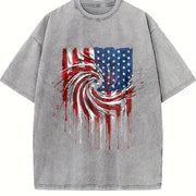 Effortless Chic Coastal Granddaughter Sun-faded American Vintage Washed T-Shirt in Gray