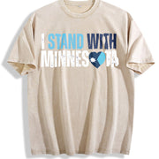 I Stand with Minnesota Vintage Washed T-Shirt in Beige