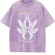 Fear Not Luke 2:10 Seraphim Jesus Christian Gym or vintage washed oversized T-shirt in Purple