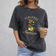 Violet Sorrengail Apothecary vintage washed oversized T-shirt in Black