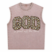 Leopard GOD Good Time Vintage Washed Tank Top in Brown
