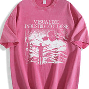 Visualize Industrial Collapse Vintage Washed T-Shirt in Red