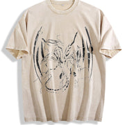 Y2k Blue Eye Cybersigilism Vintage Washed T-Shirt in Beige
