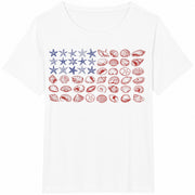 USA Coastal Shell American Flag Sea Shell Cotton T-Shirt in White