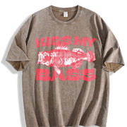 Kiss My Bass Style Fishing Fisher Pink vintage washed oversized T-shirt in Brown