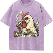 Cluck Off and Chill Smoking Chicken Vintage Washed T-Shirt in Purple