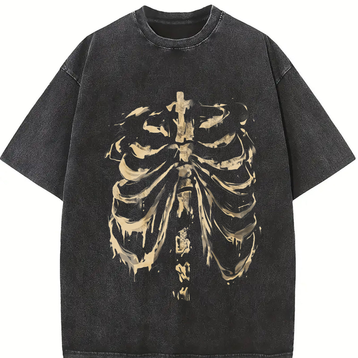 Golden Coastal Summer Graphic vintage washed oversized T-shirt in Black