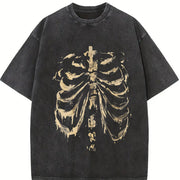 Golden Coastal Summer Graphic vintage washed oversized T-shirt in Black