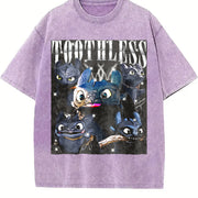 Toothless Dragon Vintage Washed T-Shirt in Purple
