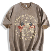 USA 250th Anniversary Vintage Washed T-Shirt in Brown