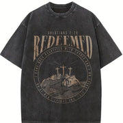 Redeemed Galatians 2:20 Cross Vintage Washed T-Shirt in Black