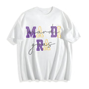 Mardi Gras Carnival New Orleans Cotton T-Shirt in White