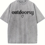 Outdoorsy Adventure Vintage Washed T-Shirt in Gray