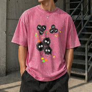 Studio Ghibli Soot Sprites Vintage Washed T-Shirt in Red