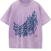 Blue School of Fish vintage washed oversized T-shirt in Purple