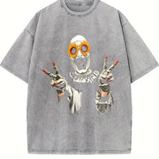 Retro Terrifier Art the Clown Vintage Washed T-Shirt in Gray
