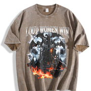 Loud Win Dragon 90s Vintage Washed T-Shirt in Brown