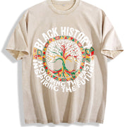 Tree-shaped Life Fun Vintage Washed T-Shirt in Beige