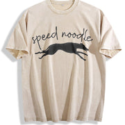 Speed Noodle Greyhound Lover Vintage Washed T-Shirt in Beige