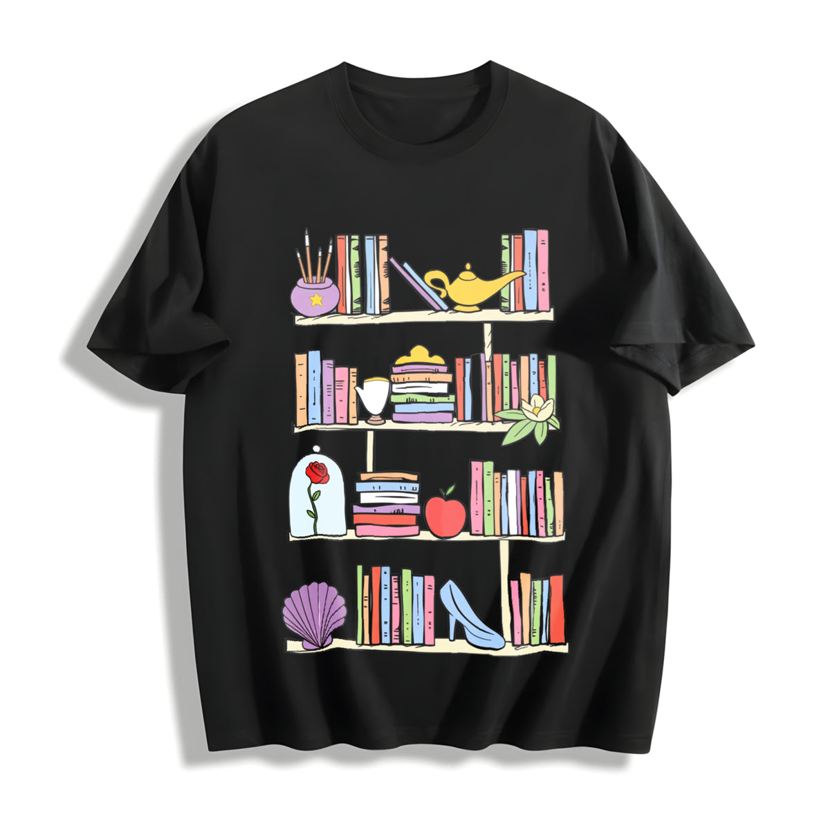Princess's Library Cotton T-Shirt in Black