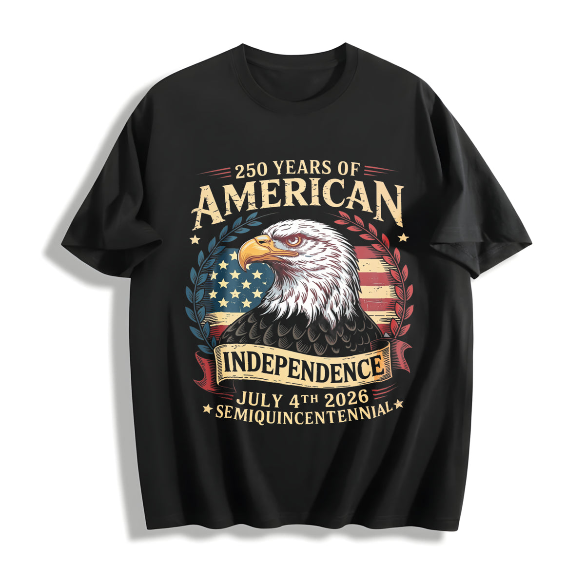 250th America Anniversary Cotton T-Shirt in Black