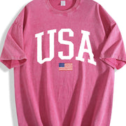 USA Flag America Patriotic vintage washed oversized T-shirt in Red