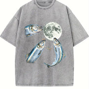 Sardine Howling to Moon Vintage Washed T-Shirt in Gray