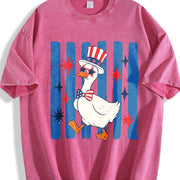 Patriotic Goose 4th of July Goose Vintage Washed T-Shirt in Red