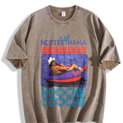Hotter Than A Hoochie Coochie Two Sides Hot Pullover vintage washed oversized T-shirt in Brown