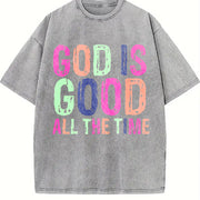 That Has Been the Phrase 'Light of Faith' Vintage Washed T-Shirt in Gray