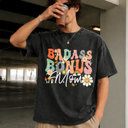 Badass Bonus Mom Stepmom for Mother's Day & Holidays Vintage Washed T-Shirt in Black