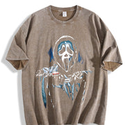 Dead by Daylight Ghost Face – Smooth Prints for Man vintage washed oversized T-shirt in Brown