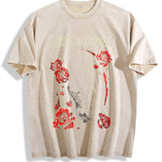 Alice In Chains band rock concert outfits Heavy vintage washed oversized T-shirt in Beige