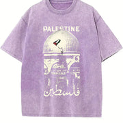 Palestine Freedom – Heavy with Hope & Solidarity Retro vintage washed oversized T-shirt in Purple