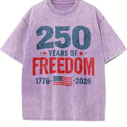 250 Years of Freedom: USA 1776–2026 Patriotic Independence Vintage Washed T-Shirt in Purple