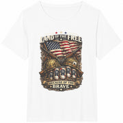Land of the Free Because of the Brave Cotton T-Shirt in White