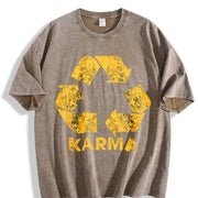 Karma Recycler Motivational Positivity Universe Novelty Vintage Washed T-Shirt in Brown