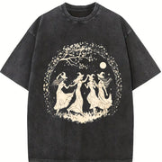 European and American for Halloween Vintage Washed T-Shirt in Black