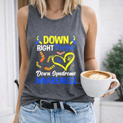 Down Right Perfect Down Syndrome Awareness Women's Color Cotton Tank Top in Gray