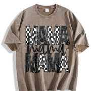 Mama Checker Faux Glitter vintage washed oversized T-shirt in Brown