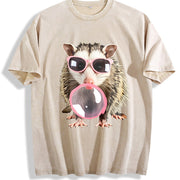 Bubblegum Opossum Vintage Washed T-Shirt in Beige