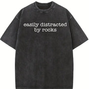 Easily Distracted by Rocks Vintage Washed T-Shirt in Black
